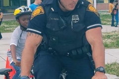 Bridgeport Police Officer leading the safety obstacle course.