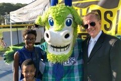 Director of Communications, Chick Pritchard, with Chompers